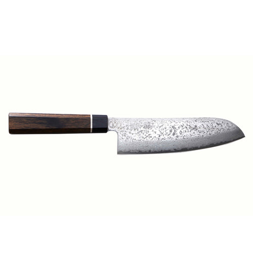 Japanese knife with a wooden handle on a white background