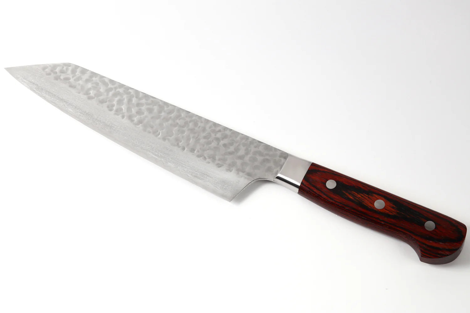 Chef's knife with a wooden handle on a white background