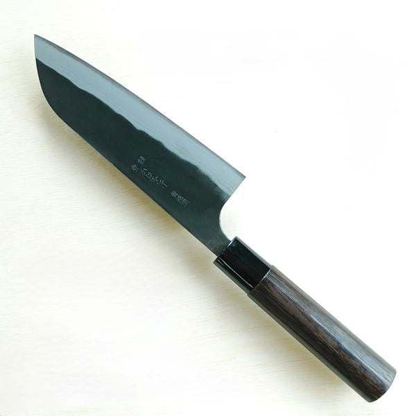 Black chef's knife on a white background